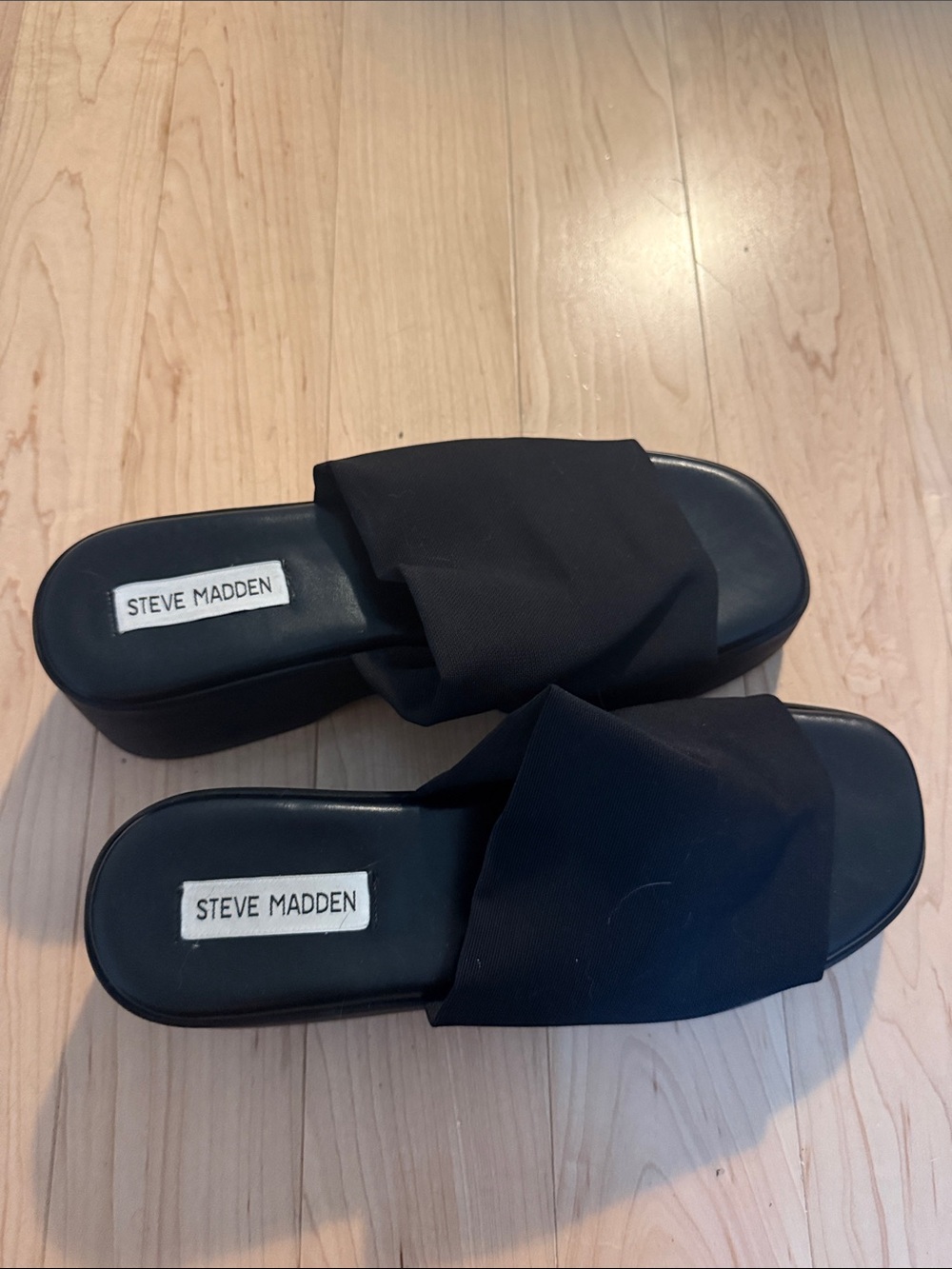 Steve Madden Black Slide Platform Sandals
